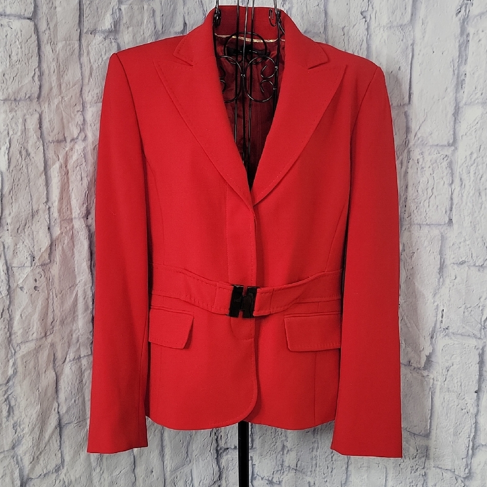 Anne Klein Tailored Buckled Red Blazer Size‎ 10